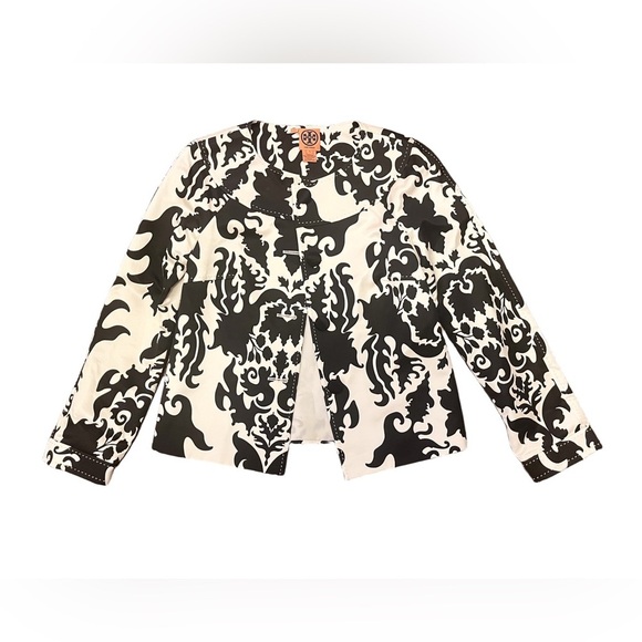 Tory Burch Jackets & Blazers - Tory Burch Monochrome Baroque Damask
Print Silk Jacket 6
